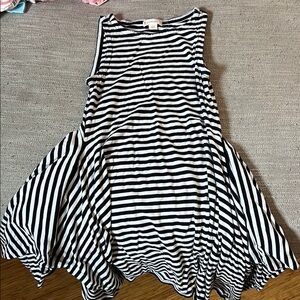 Striped Black and White Sleeveless Dress